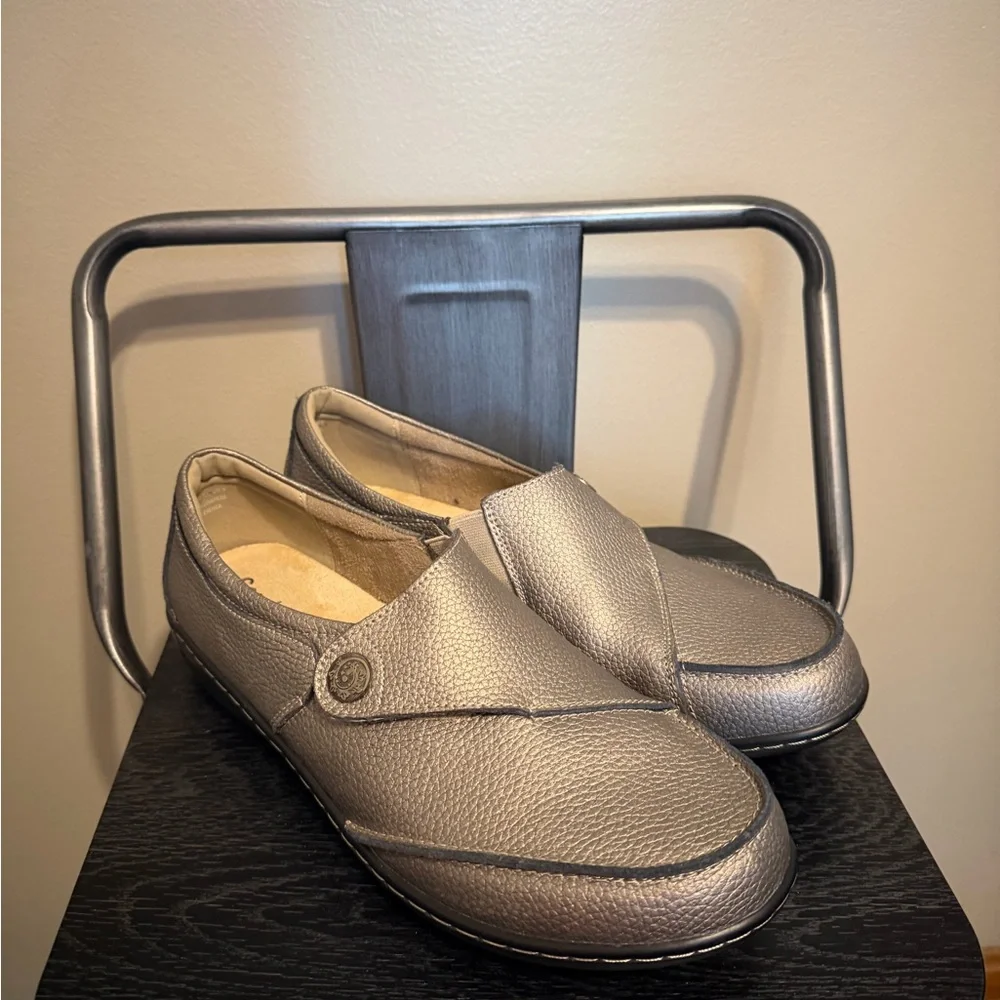 Geoleleph Women’s Size 11 Pewter Leather Comfort Slip-On Shoes Orthopedic